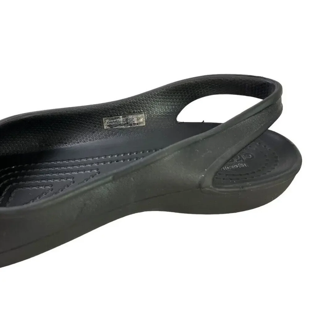 Crocs Olivia Womens Solid Black Slingback Flats Round Closed Toe Shoes sz 7